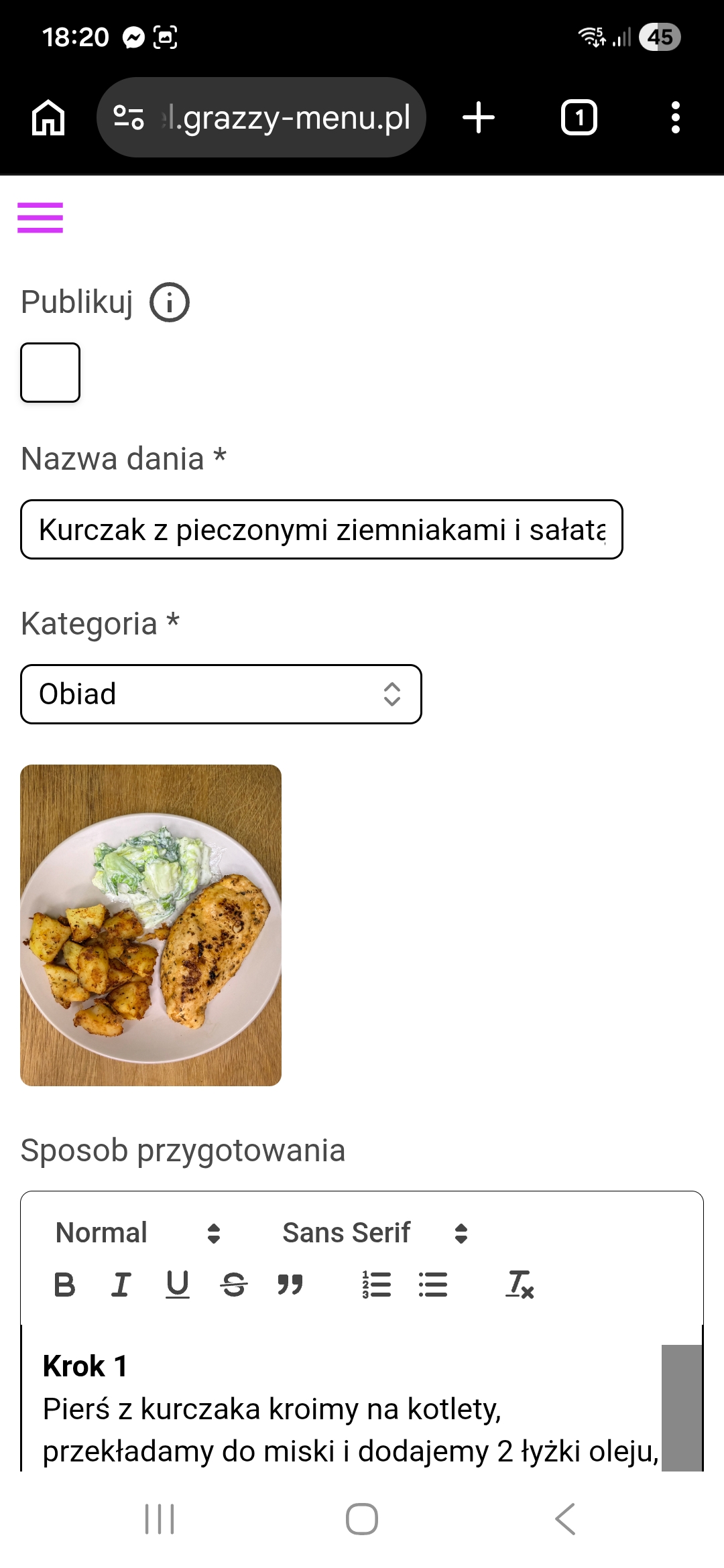 Zapisuj danie 1