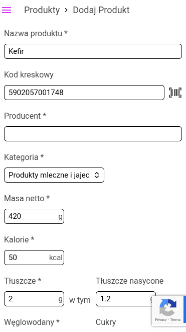 Dodawanie produktów